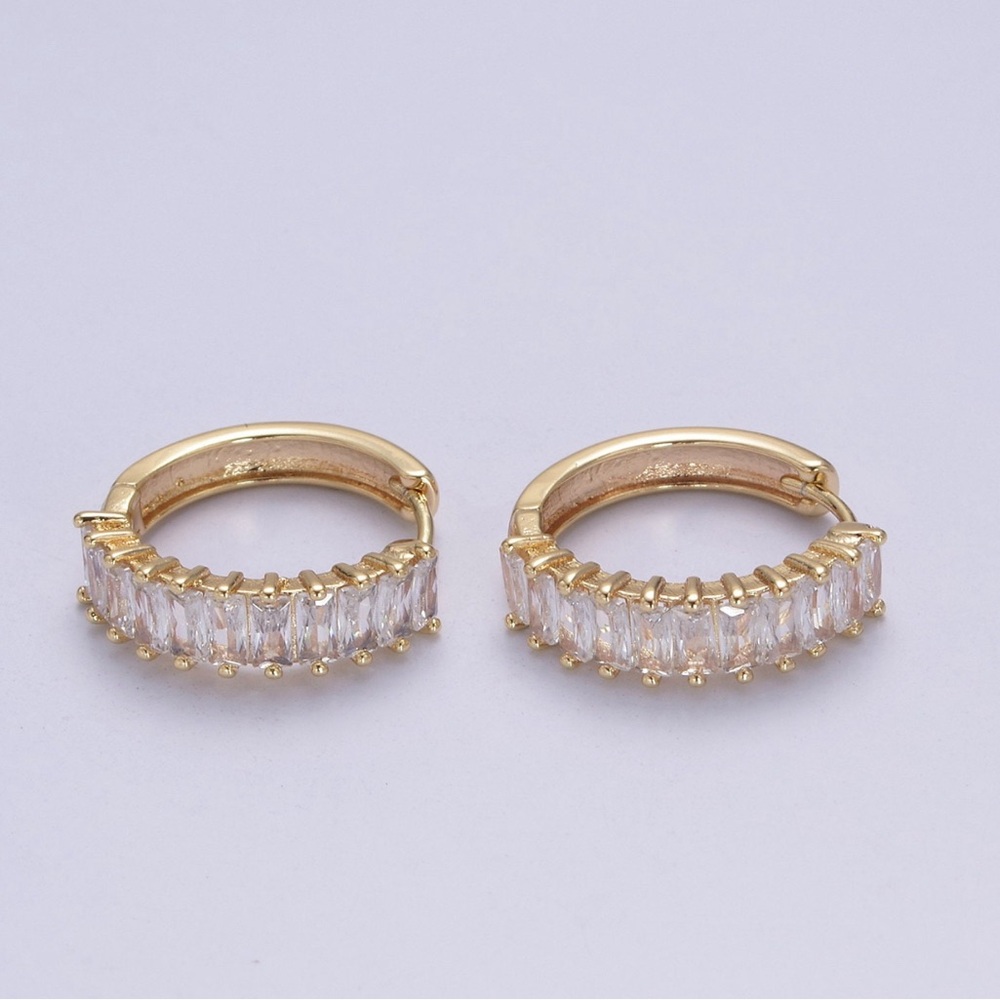 Baguette huggie hoop earrings
